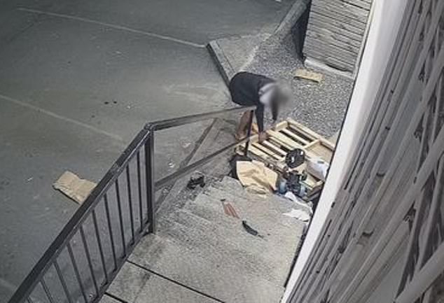Ms Hayes was informed a squatter (pictured) had set up shelter for her under her hair salon in Brisbane's south-east last month.