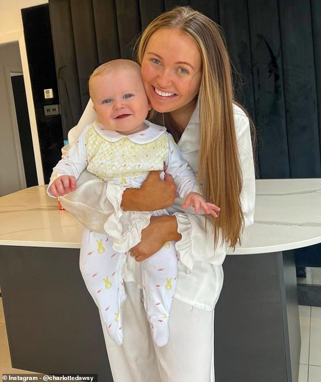 Charlotte Dawson fears her eight-month-old son Jude could develop breathing problems or asthma after a near-fatal health scare (pictured on Monday)