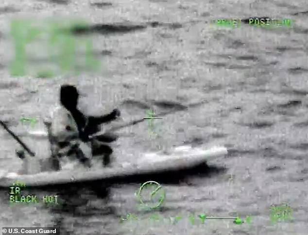 Smelley appears in images alone in the middle of the Gulf of Mexico. Rescue helicopters did not detect him at first because he was wearing dark clothing inside a dark blue kayak.