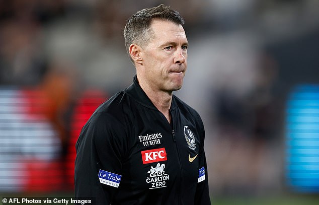 Collingwood coach Craig McRae (pictured after the loss to St Kilda) has revealed that a series of text messages from the Magpies playing group show they remain united as they look to get their season back on track.