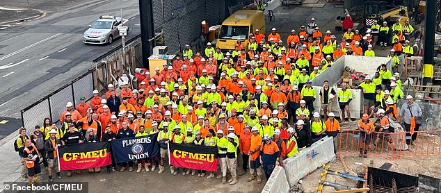 Hundreds of tradesmen have walked off construction sites in Brisbane as a major union calls for their starting pay to be increased to $240,000 a year.