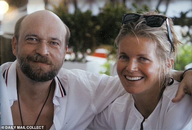 Countess Alexandra Tolstoy with her ex-partner, billionaire oligarch Sergei Pugachev, on vacation in 2013, two years before he was forced into exile.