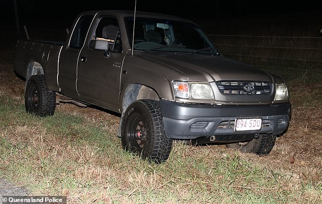 Courtney Paige Anderson, 28, died on the Bruce Highway at around 5.15pm at Bajool, near Rockhampton, Queensland, after being found 80 meters from the Toyota Hilux (pictured) she was traveling in with her boyfriend. 35 years old.