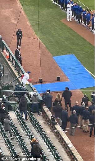 Viral footage in X shows infielder Christopher Morel walking up stairs at first