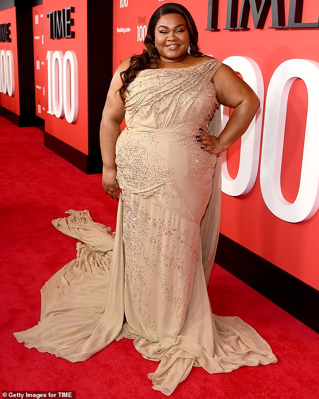 Da'Vine Joy Randolph looked resplendent in a gold dress as she arrived on the red carpet at the Time 100 Gala in New York City on Thursday.