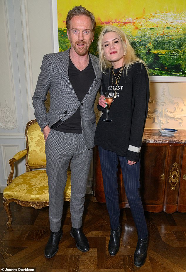Damian Lewis was accompanied by his girlfriend Alison Mosshart on Tuesday night as he attended the Josephine Hart Poetry Foundation in London.