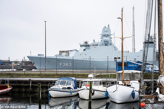 Denmark's armed forces said the technical problem arose in a Harpoon missile on the frigate HDMS Niels Juel (pictured Thursday) during tests docked at the Korsoer naval base.