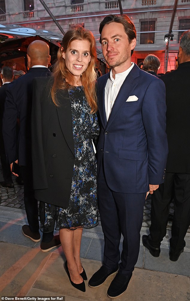 Princess Beatrice, 35, looked chic in a black jacket last night as she enjoyed a date night with her husband Edoardo Mapelli Mozzi.