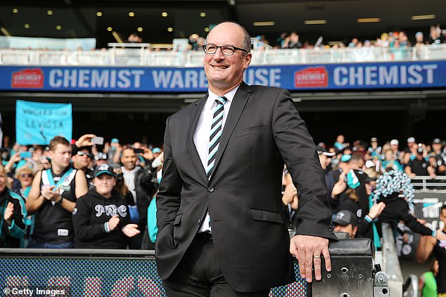 Power chairman David Koch (pictured at a Port Adelaide match) has angered football fans with his comments over Jeremy Finlayson's homophobic slur.