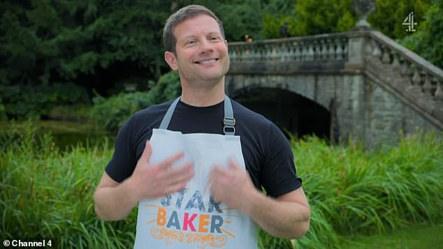 Dermot O'Leary was presented with the Star Baker apron on The Great Celebrity Bake Off for Stand Up to Cancer on Channel 4 on Sunday.