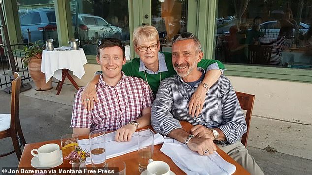 Donna Ventura, 64, pictured here between her son Christopher on the left and her husband Jon on the right, died just 13 days after eating raw morels in a special sushi roll at a restaurant in downtown Bozeman, Montana.