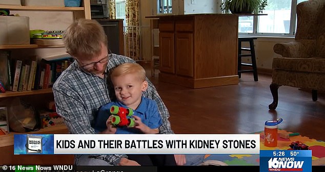 Alex (pictured) has been dealing with painful kidney stones almost his entire life as a result of a genetic disease called cystinuria, which means his body doesn't absorb certain amino acids.