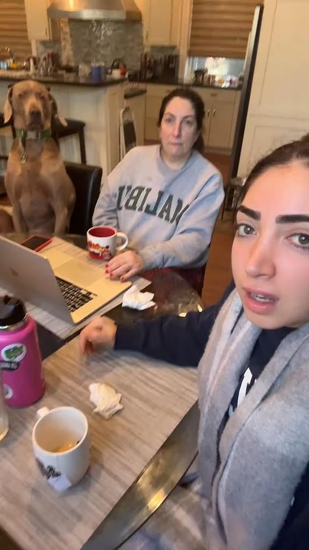 Federica Finocchiaro posted a video of herself and her mother Domenica Vinci with their dog Grayson sitting at the table on March 25.