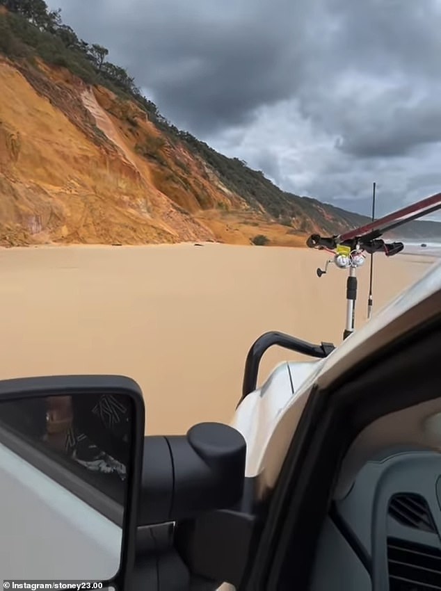 Footage posted on social media showed sand, rocks and trees falling from a cliff on Saturday afternoon at Double Island Point, just north of Queensland's Sunshine Coast.