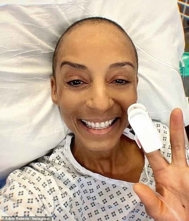 Adele was first diagnosed with bowel cancer in October 2021 and documented her treatment on social media, which included colostomy surgery to remove a bowel tumor and the placement of a stoma bag.