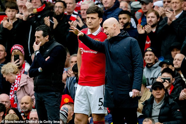 Erik Ten Hag (right) has admitted his relief that Harry Maguire stayed at the club over the summer