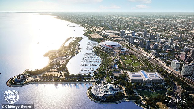 The Chicago Bears have released stunning images of a potential new $3.2 billion stadium.