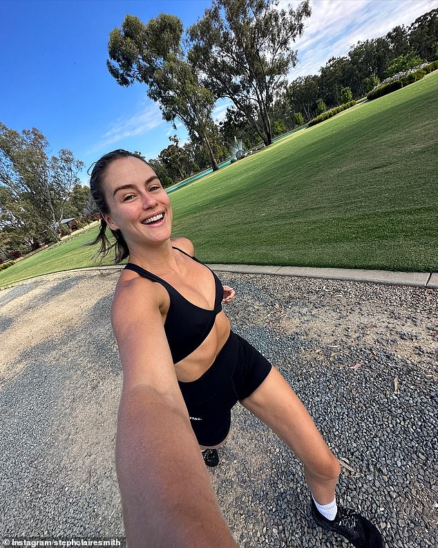 The Melbourne-based fitness influencer, 29, detailed the terrifying moment when a man behind the wheel of a white van began following her as she walked (pictured she is running).