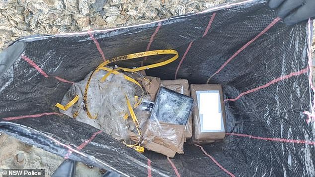Up to 213kg of cocaine has been discovered on the coast between Sydney and Newcastle, of which 90kg was found in the New Year (one of the packages is pictured).