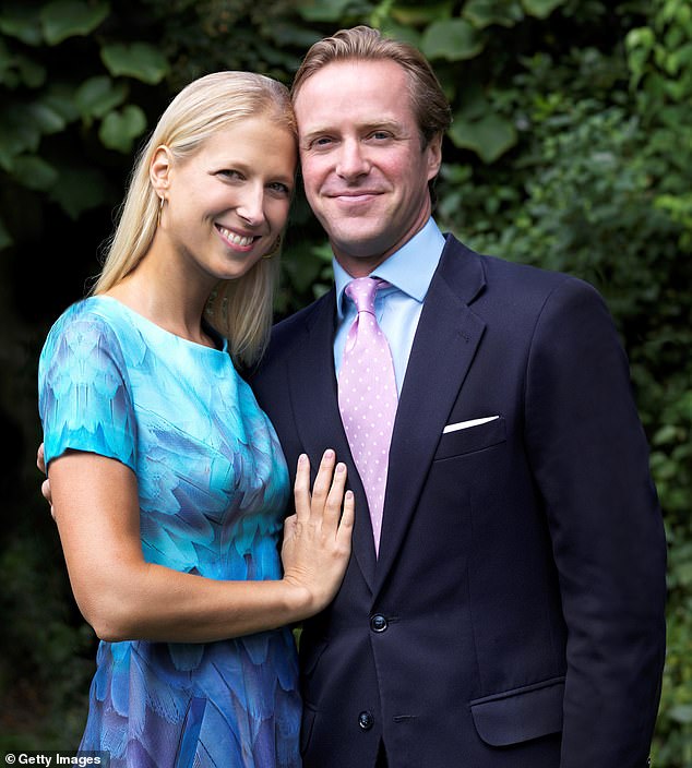 Friends are said to be rallying around Lady Gabriella Windsor after the death of her husband Thomas Kingston, aged 45, in February.  In the photo: the couple together.