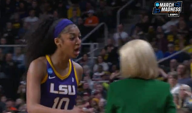 Angel Reese appeared to tell LSU coach Kim Mulkey to 'bring me the damn ball' on Monday.