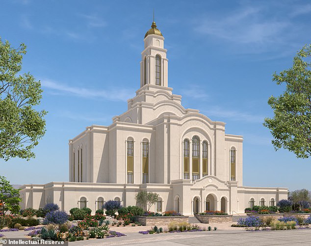 Residents of Lone Mountain, a small, quiet community in Las Vegas, are up in arms over the Mormon church's plans to build a massive temple in their neighborhood.  Pictured: a model of the proposed temple.