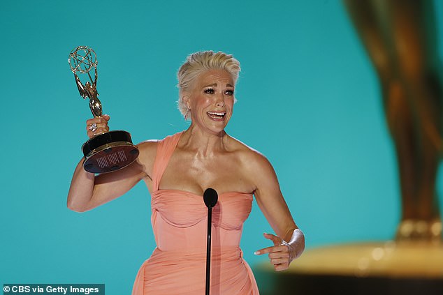 Hannah Waddingham opened up about her journey to stardom, explaining that all she wanted was a chance to show what she could do (pictured winning an Emmy in 2021).