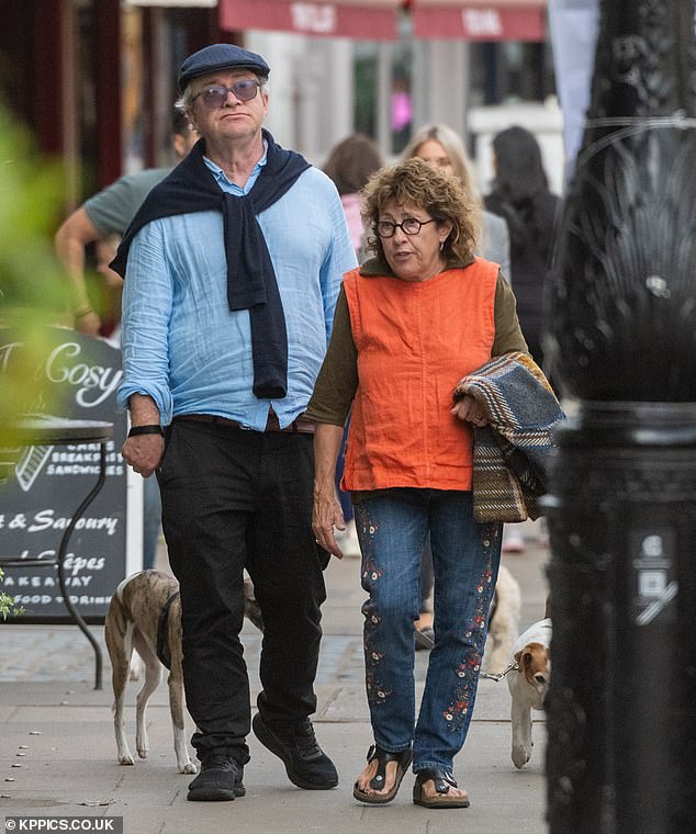 Harry Enfield was spotted enjoying a low-key lunch with a friend in north London on Friday.