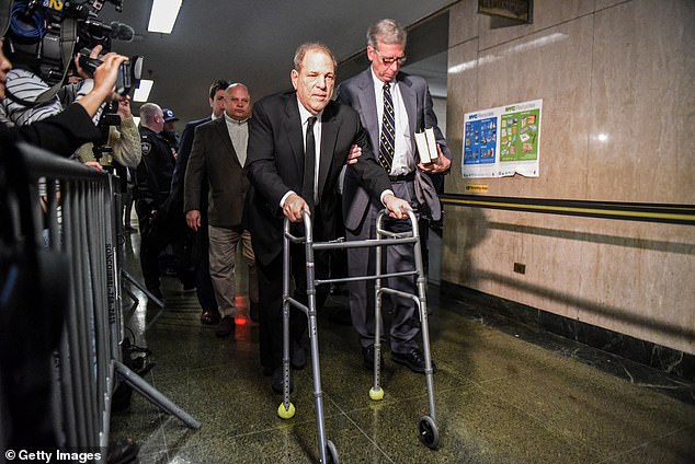 Attorney Arthur Aidala said Weinstein, seen here in 2020, was taken to Bellevue Hospital in Manhattan after his arrival Friday at the city jails.