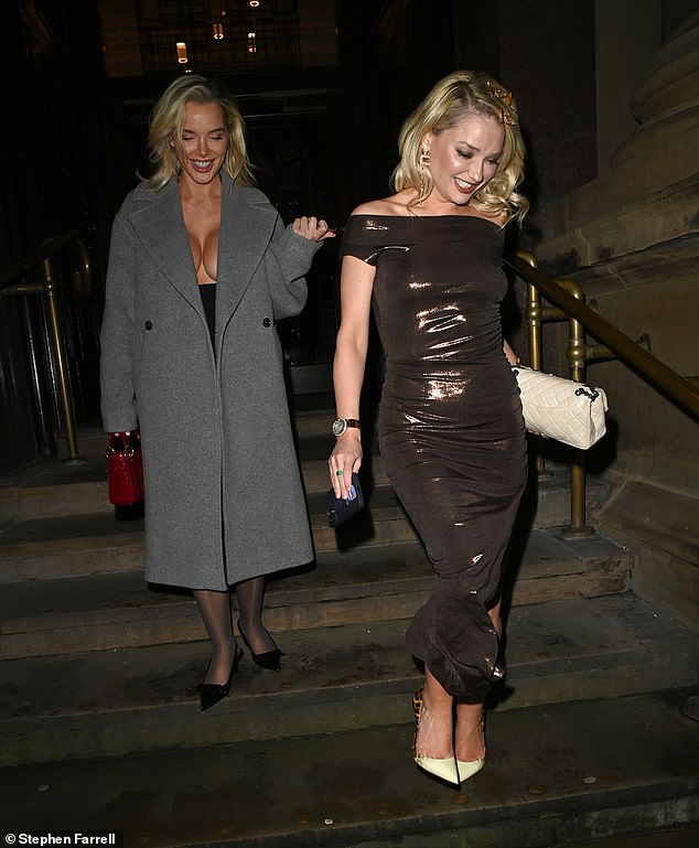 Helen Flanagan put on a VERY busty display alongside Hollyoaks actress Emma Rigby as the pair enjoyed a girls' night out at Zenn in Liverpool on Friday.