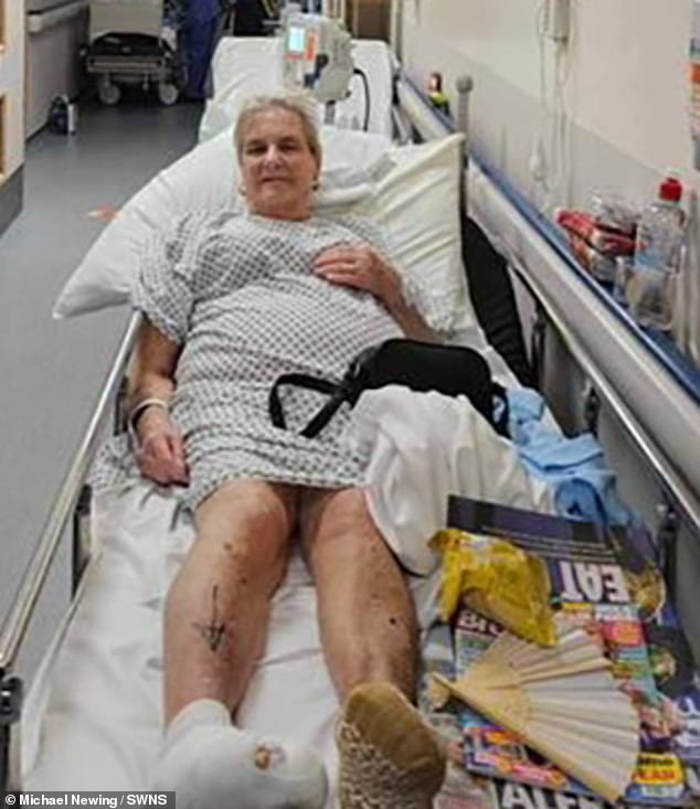 Geraldine Newing was admitted to Medway Maritime Hospital in Kent with a septic foot on Good Friday.