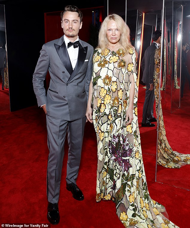 Brandon and Pamela attend the 2024 Vanity Fair Oscar Party on March 10 in Beverly Hills