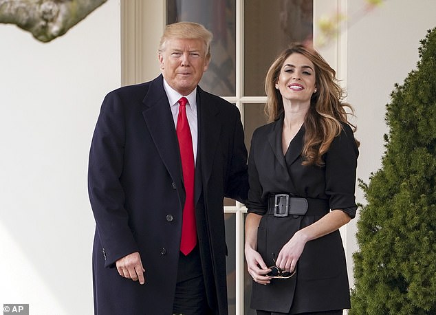 Donald Trump with Hope Hicks as she leaves her job as White House communications director in March 2023