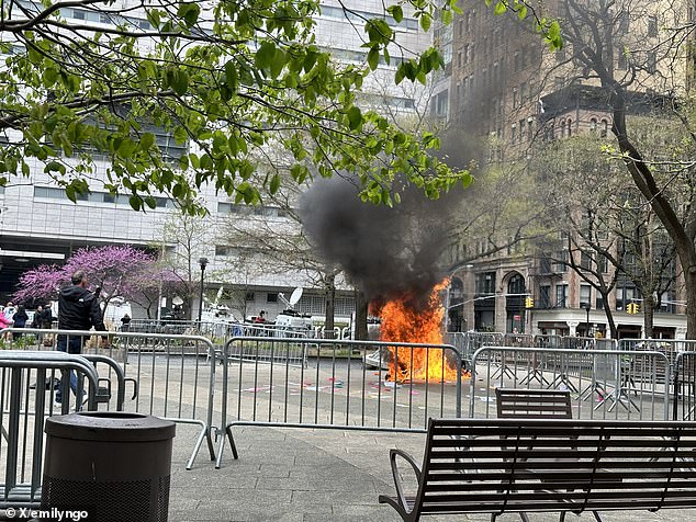 Man sets himself on fire outside Donald Trump trial in horrific scenes