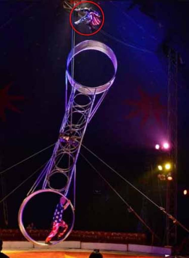 An audience member at Blackpool Tower said the performer at the top of the Wheel fell to the ground while performing yesterday.