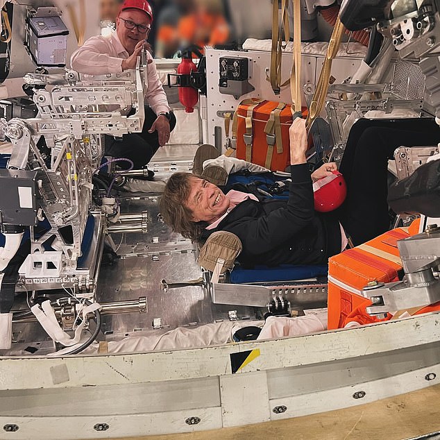 The Rolling Stones frontman met a host of astronauts, visited NASA's mission control room and was strapped into a spaceship simulator during his visit on Friday.