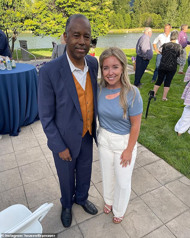 Carrie (pictured alongside retired politician Dr. Ben Carson) began her preparations after moving from California to Bozeman, Montana.