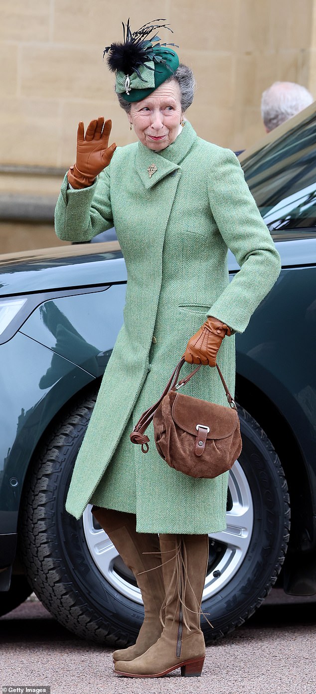 While King Charles is set to gradually return to public engagements following his cancer diagnosis, Princess Anne has continued to hold down the fort (Anne is pictured in March).