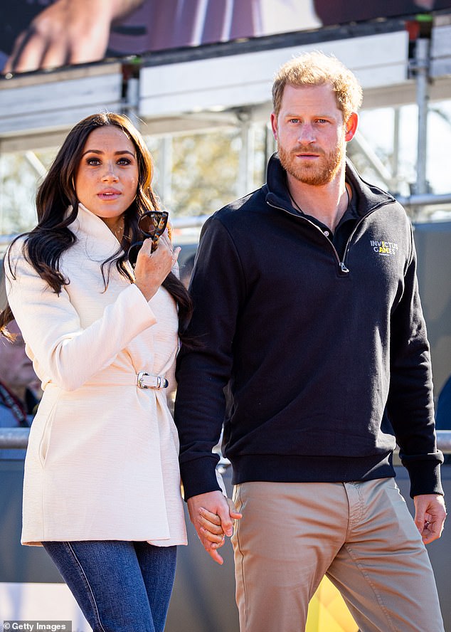 Prince Harry (pictured with Meghan Markle) could become the first royal to be buried in the US following his death as he insists the US is now his permanent residence.