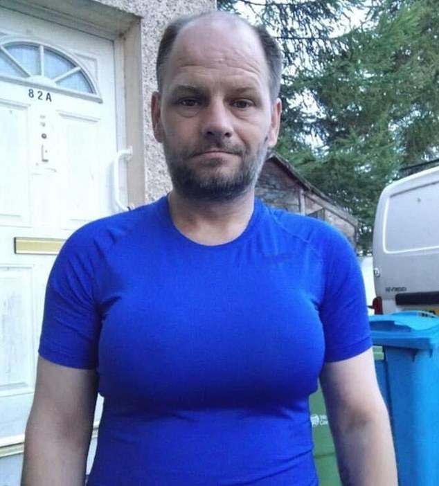 Andrew Dennington (pictured) says he has been brutally harassed on social media and by locals in his hometown because of his removable fake breasts.