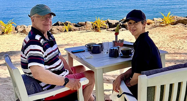 Shirley Becke (pictured right) had planned a dream holiday with her husband (pictured left) to Fiji to celebrate her birthday, but discovered to her horror that her suitcases were soaked.