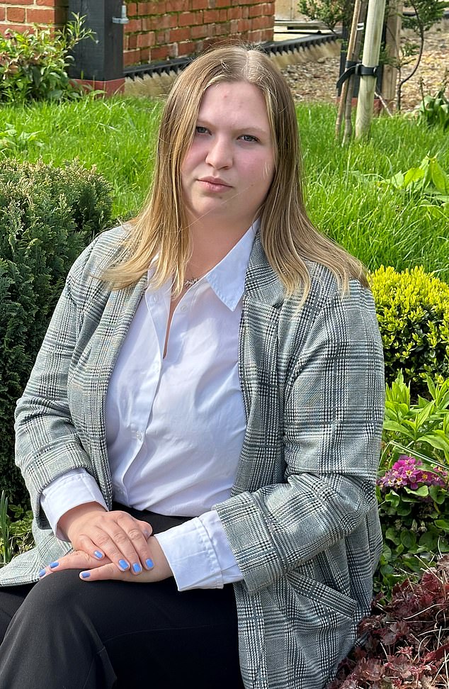 Katie Simpson (pictured) was groomed and taken advantage of by her stepfather between the ages of nine and 13 and terrified into keeping it a secret.