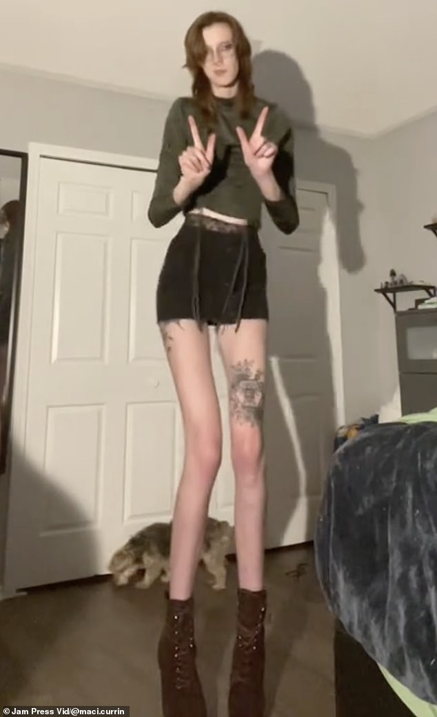 Maci Currin, from Austin, Texas, holds the world record for having the longest legs and has candidly laid bare her daily battles.
