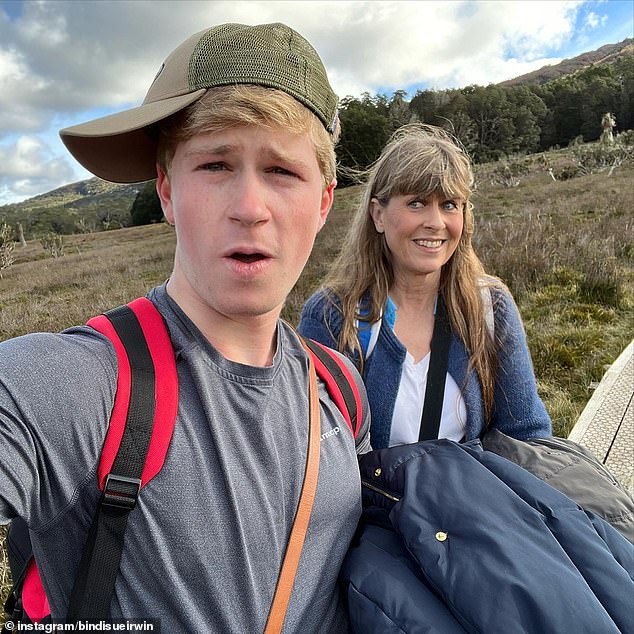 And I'm a celebrity... Get me out of here!  He has expressed concern over host Robert Irwin's decision to bring his protective mother Terri onto set.  (Pictured: Robert and Terri)