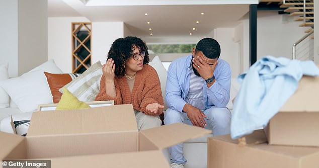 A study by St. Modwen Homes found that the average Briton will buy five houses in their lifetime, pack 95 boxes, lose ten precious items and experience 15 crying fits (stock image).
