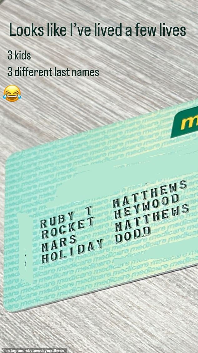 The Byron Bay beauty recently shared a photo of her Medicare card showing the name of each of her children.