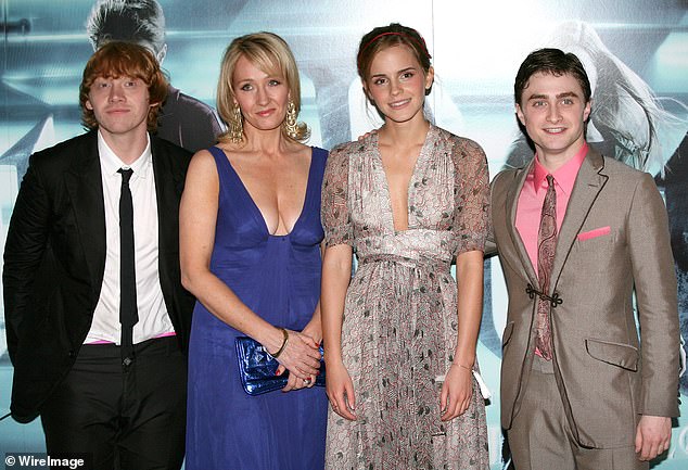 Rowling's views have seen her publicly clash with the stars of Harry Potter. In the photo, the author with Rupert Grint, Emma Watson and Daniel Radcliffe in 2009.