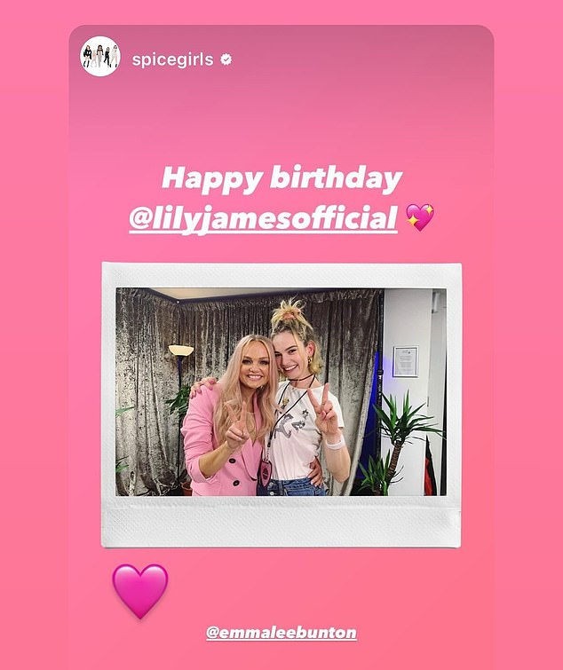 The actress also shared a happy birthday message from former Spice Girl Emma Bunton.
