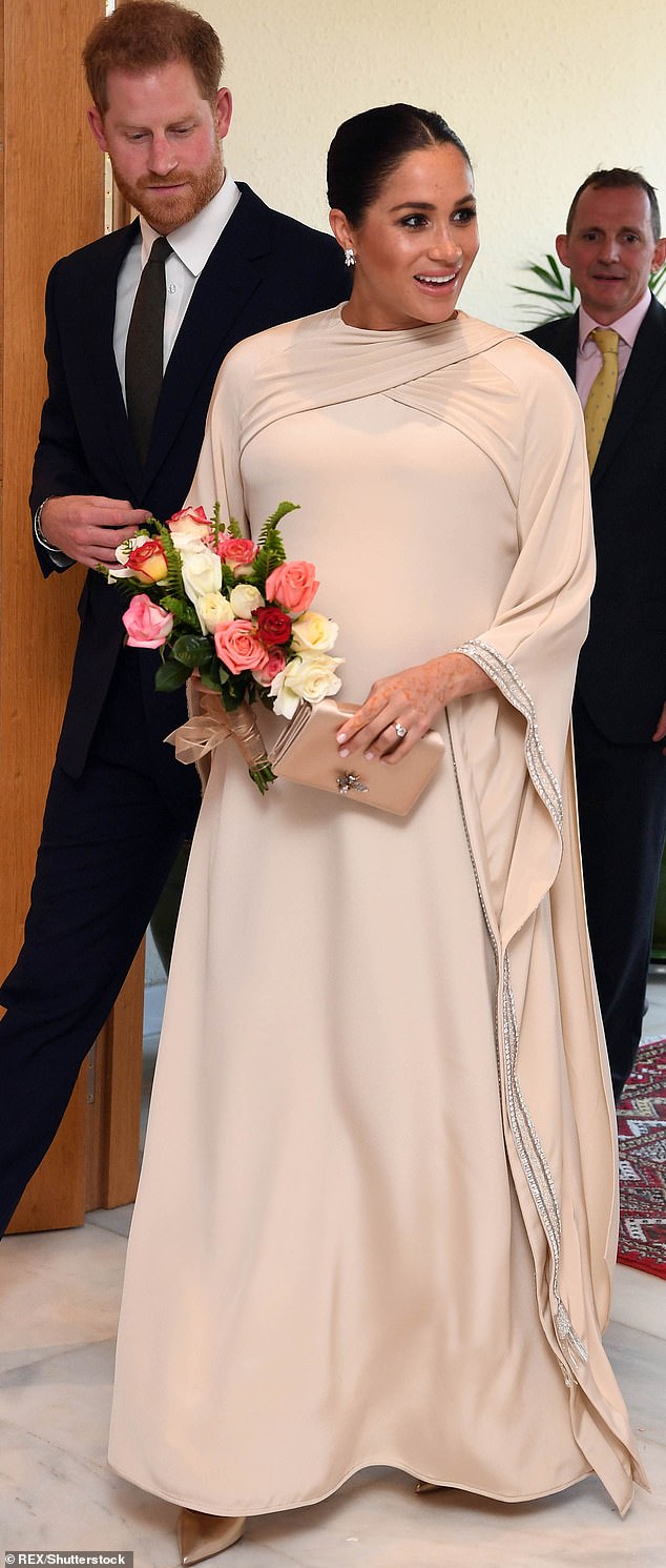 According to Meghan Markle (pictured in Morocco in February 2019), Sophie Trudeau supported her when she was pregnant.