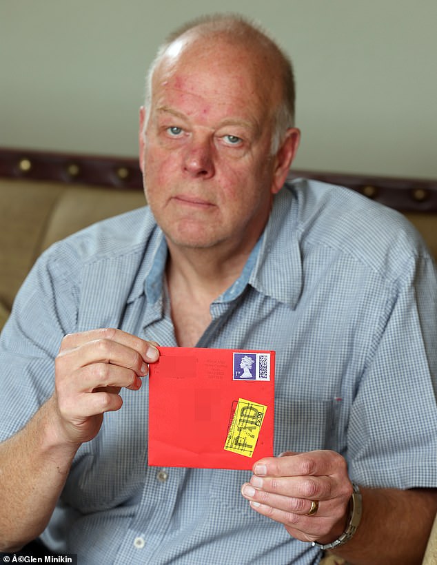 Peter May, 63, had to pay a £5 fine after a friend - who is a detective with the Metropolitan Police - sent him a Christmas card with a fake postage stamp on it
